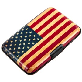 Kaabao Credit Card Holder Wallet for Women Men RFID Blocking Small Metal Business Aluminum Protector Sleeves Slim Mini Cards Case (American Flag)