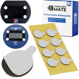 Your Day Mate Ersatz Klebepads, 8 Stck, kompatibel mit Needit Park Lite, One, UVM., elektronische Parkscheibe, doppelseitiger Spezialkleber fr Windschutzscheibe, Klebestreifen Parkuhr, Klebesticker Parking Disc