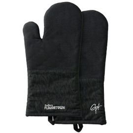 Guy Fieri's Flavortown Kitchen Essentials Bundles, Black Flame 2-Piece Oven Mitts Set, High Heat Resistant up to 450°F, Durable Cotton, Ideal for Cooking, Grilling & Hot Cookware
