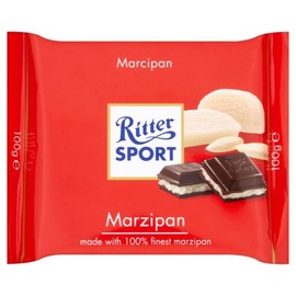 Ritter Sport Plain Chocolate Bar - Marzipan (100g) - Pack of 2