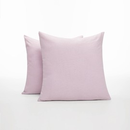 Deconovo Cushion Cover, Linen Look Cushion Cover with Concealed Zip, Decorative Sofa Cushion Cover - Pink, 65 x 65 cm, Set of 2