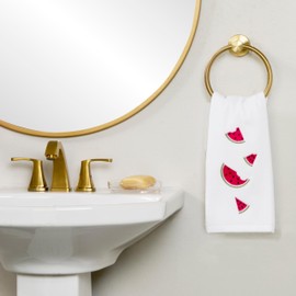 SKL Home Tossed Watermelons Hand Towel 2pc Set for Bath/Kitchen/Bar & Gift, Optic White