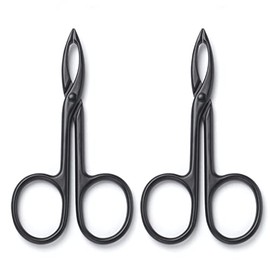 Pinzas De 2 Piezas, Mango De Tijera, Punta Recta, Pinzas Para Cejas En Forma De Tijera, Para El Cuidado De Las Cejas Y El Vello Facial Negro