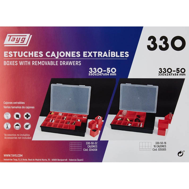 tayg 35005 Organiser case with Removable compartments mod. 330-50-16, Black