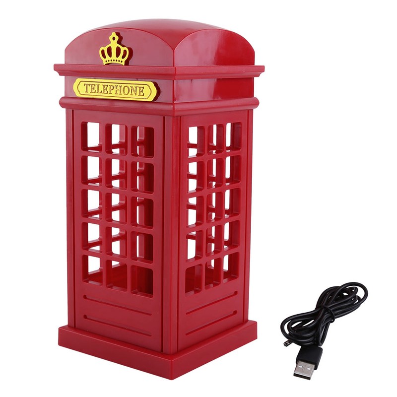 Creative Retro Classic Telephone Booth Night Light Touch Sensor Dimmable