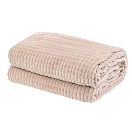 PALASSI Cobija de Cuadros Suave, Caliente y Resistente Ideal para Cama Sofa en Forro Polar, Distintos Colores y Tamaños Disponibles. (Arena, Individual 1.25 x 1.80)