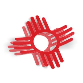 Red Zia Stickers: Two Sticker Set: 3 x 3 inch State Flag Symbol for New Mexico - Weatherproof Window Vinyl Decals