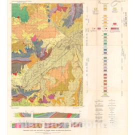 Historic Pictoric Map : Geology of The Three Forks Quadrangle, Montana with Sections on Petrography of igneous Rocks, 1963 Cartography Wall Art : 22in x 24in