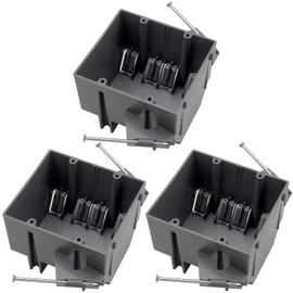 YQSIYU 2 Gang Deep New Work Electrical Box 32 Cu.in.PVC New Work Electrical Switch and Outlet Box for Home Improvement,Plastic Junction with ETL Listed.(3 Pack)