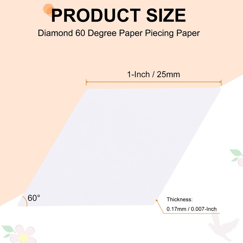 Sourcing Map 300 Count Diamond Paper Piecing Templates for Quilting,