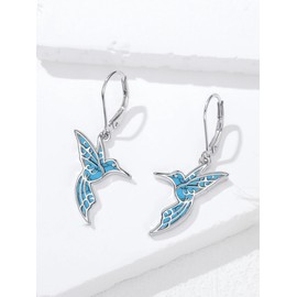 Lypic 925 Sterling Silver Hummingbird Earrings Turquoise Bird Earrings Dangle Hummingbird Jewelry Gifts for Women Hummingbirds Lovers