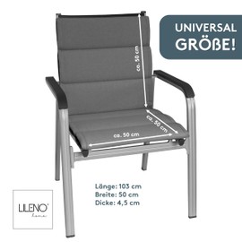 LILENO HOME Garden Chair Cushions as [Set of 1] in Stone - Comfortable Loungers as Seat Cushions for Garden Furniture - Chair Cushion for Garden Chairs and Folding Chairs