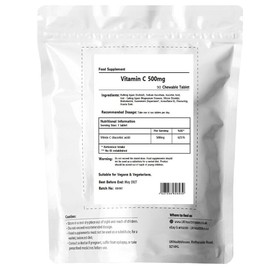 UKHealthHouse Vitamin C 500mg Chewable Veg Tablets Immune Support Orange Flavour High Strength Antioxidant Contributing to The Reduction of Tiredness (1000 tabs)