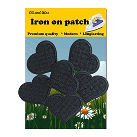 Iron On Patches - Black Heart Patch 6 pcs Iron On Patch Embroidered Applique 2.2 x 1.8 inches - 5.6 x 4.7 cm - A-24