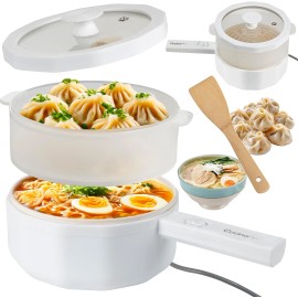 CucinaPro 3-in-1 Electric Hot Pot Cooker 1.5L Nonstick Ramen Steamer Stir Fry Dorm Use NEW