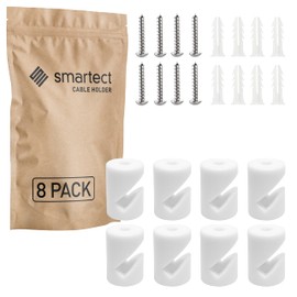 smartect Wall and Ceiling Pins for Textile Cables [Pack of 8] Ceiling Mounting with Screws and Dowels, Monkey Swing, Surface-Mounted Cable Holder for Your Own DIY Project