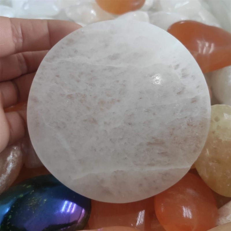ACEACE 1 piece 8-10 cm natural selenite stone circle disc