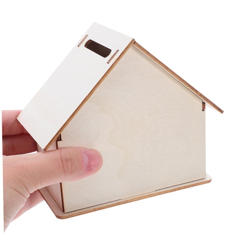Kisangel 10PCS Wooden House Craft Piggy Bank Kit Unfinished DIY