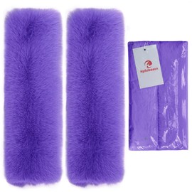 2Pcs Soft Plush Rabbit Fur Car Seat Belt Pads Fluffy Shoulder Strap Cover Seatbelt Protector Neck Cushion Protector Car Accessories for Adults Kids(Purple)