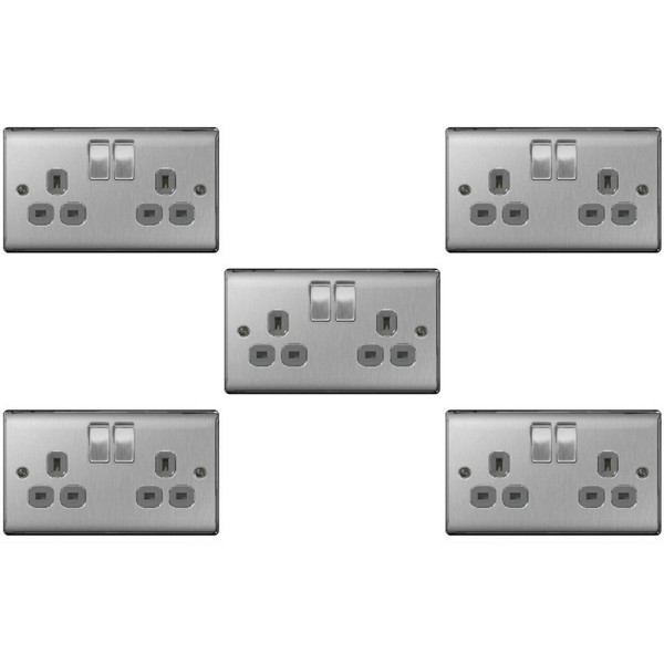 British General BG Electrical nbs Switch Socket Outlets - Brushed
