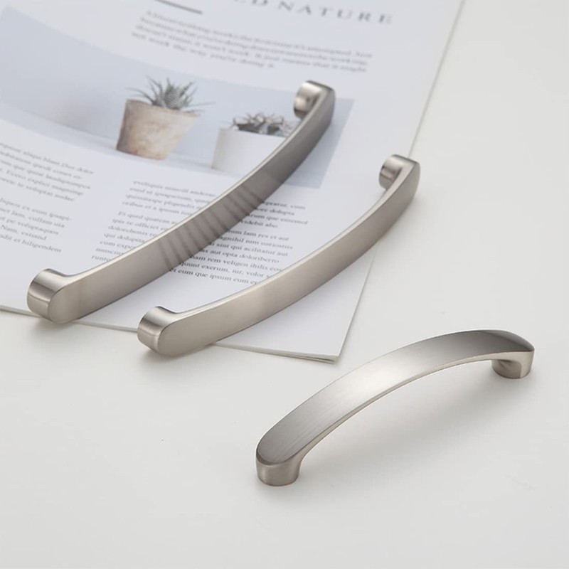 10 x Brushed Nickel Kitchen Door Drawer Pull Handles (128mm)