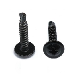 yukata 410 Stainless Steel Self-Tapping Screws #8x1“ Self Drilling TEK Screw Black Oxide Truss Head Fast Tapping Screws Cross Slotted Head Screws with Cushion Sheet Metal Screws 50PCS