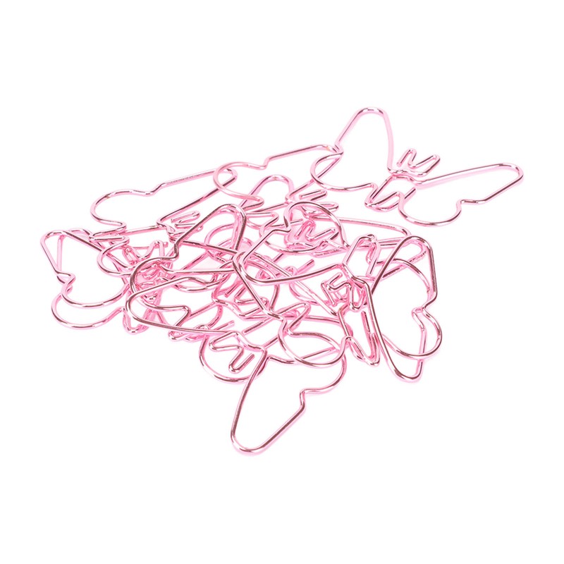 100 Pcs Shaped Paper Clips Pink Butterflies Shape Metal Cute