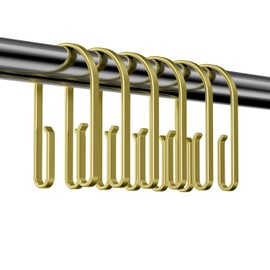 Shower Curtain Hooks Rings，Double Sided Shower Curtain Hooks Rust Proof，12 pcs Shower Hooks for Inside Shower，Smooth Sliding Anti-Drop Double Shower Rings for Curtain (Gold)