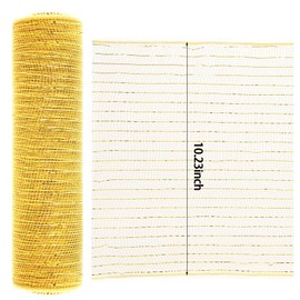 baotongle Fabric Mesh Roll Mesh Fabric Mesh Roll Mesh Ribbon Glitter Metallic Wrapping Ribbon for Tree Door DIY Project Wreaths Party Decorations Wrapping Craft(Golden Yellow, 10inchesx10Yard)