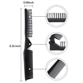 3Pcs Portable Foldable Brush Comb, Travel Hair Comb Mini Pocket Comb Double Headed Hair Brush Plastic Folding Comb Massage Head Brush for Men Women (Black)