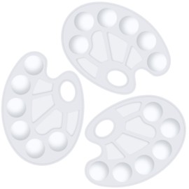 U.S. Art Supply 10-Well Plastic Artist Painting Palette (Pack of 3) - Paint Color Mixing Trays - Kids, Art Students, Classroom, Class Craft Projects, Party Events - Acrylic, Oil, Watercolor, Tempera