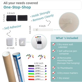 Large Dry Erase Wall Calendar - 38" x 72" - Undated Blank Reusable Yearly Calendar - Giant Whiteboard Annual Poster - Laminated Office Jumbo 12 Month Calendar