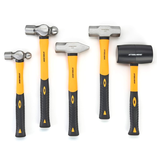 STEELHEAD 5-Piece Fiberglass Handle Hammer & Mallet Set - 16oz