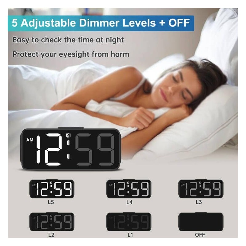 Peakeep Small Digital Alarm Clock Plug in for Bedrooms Bedside,