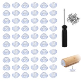 60Pcs Round Tansparent Rubber Feet Bumpers, Built in Stainless Steel Rubber Cutting Board Feet Pad, Moistureproof Protector, Non Slip Chopping Board Legs for Furniture（19 * 12 * 7mm)