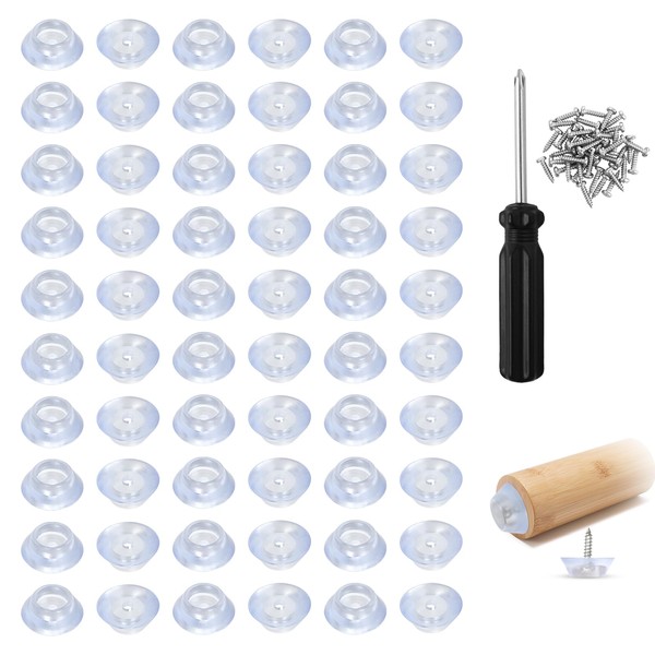 60Pcs Round Tansparent Rubber Feet Bumpers, Built in Stainless Steel