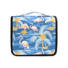 Hanging Travel Toiletry Bag Flamingos Palm Trees Kit Makeup Case Cosmetics Organizer for Men Women