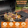 4 PCS Rolling Grill Basket, Nesting Grill Baskets with Wood