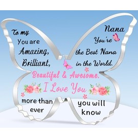 TTOVEN Gift for Nana Birthday Gifts Mothers Day Gifts Beautiful Butterfly Acrylic Plaque-You're the Best Nana in the World