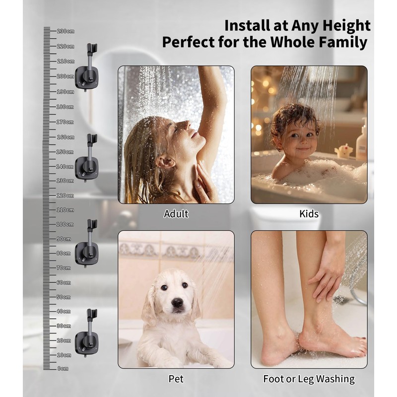 Shower Holder No Drilling with Suction Cup Holder Shower Head