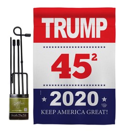 Ornament Collection GS192176-P3 Trump Keep America Americana Patriotic Decorative Vertical Garden Banner Pole, Single Reverse-Fly in Breeze Fabric, Small Flag Set w Flagpole