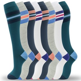 fenglaoda 8 Pairs Compression Socks for Men & Women 20-30 mmHg Knee High Nurse Pregnant Running Medical and Travel Athletic