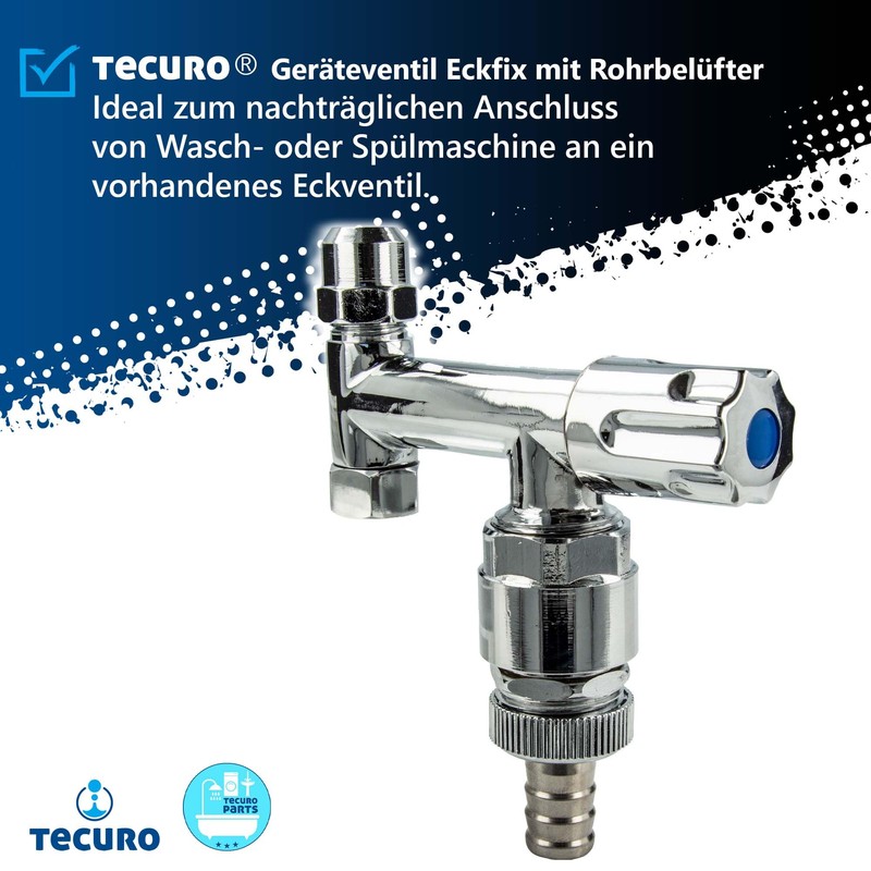 tecuro - Eckfix Accessory Valve with Pipe Aerator, Washing Machine
