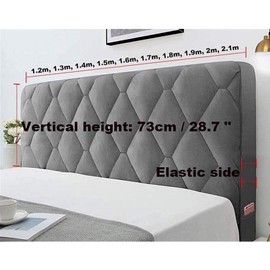 CSYBYW Velvet Bed Headboard Cover for Full Queen Cal King Size,Quilted Bed Headboard Slipcover Thicken Dustproof Headboard Padding Protector Cover(Dark Gray,120cm/47in)