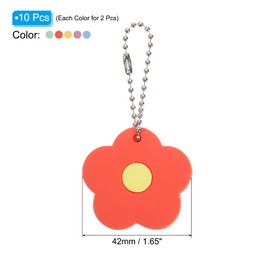 PATIKIL 10pcs Flower Keyring Coding Tag Identifier PVC Case Shell Protector for Office Home Apartment 5 Colors Assorted