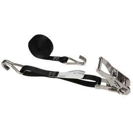 US Cargo Control - Stainless Steel Ratchet Strap Tie Down - 1 Inch Wide X 10 Foot Long - Black Tie Down Strap - Stainless Steel Ratchet - Wire Hook Tie Downs - Dependable Straps to Secure Cargo