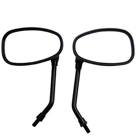 MotorToGo 1Pair Big Black Oval Custom Motorcycle Rear View Mirrors Compatible for 2012 Suzuki Boulevard S40