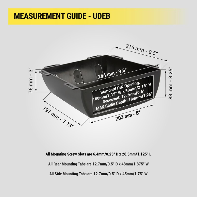 Scosche UDEB Universal Under Dash or Top Mount Single DIN