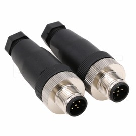 Eonvic M12 - Conector de sensor industrial de 5 pines macho a código A, conector de aviación circular, impermeable, recto, 12 mm, adaptador de cable de enchufe de 2 unidades