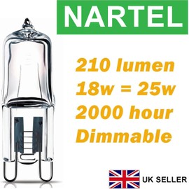 Nartel Nartel Pack of 10 x G9 18w=25w 240V Dimmable 210 Lumen C Rated Safety Fused Eco Halogen Clear Bulbs Lamps Capsules (18W = 25W)